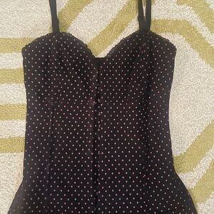 Black and Pink Polka Dot Bustier Dress